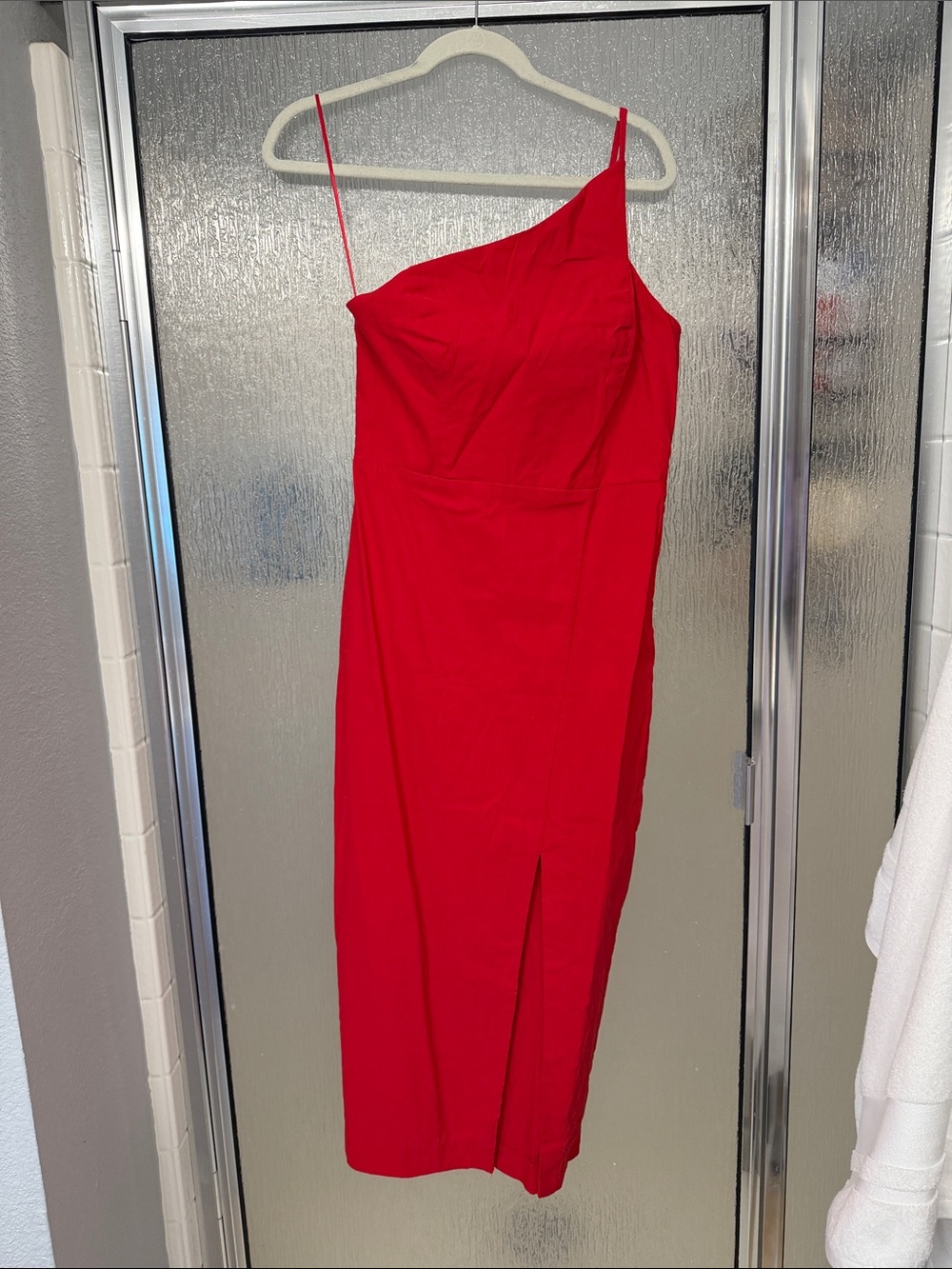 Anthropologie Red One-Shoulder Midi Dress
